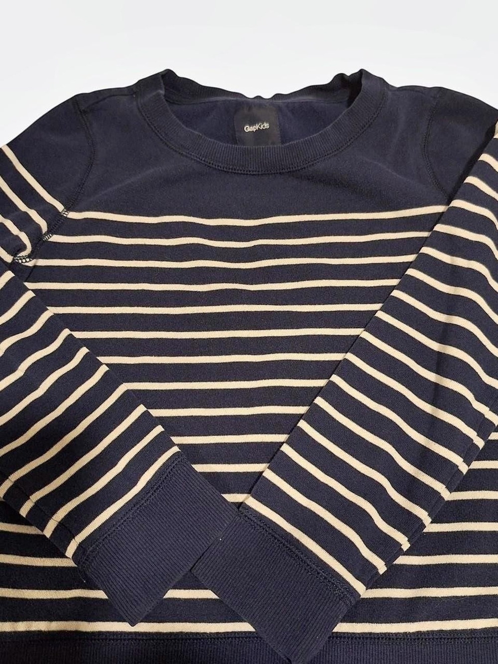 GAP Navy and Cream Striped Crewneck Pullover